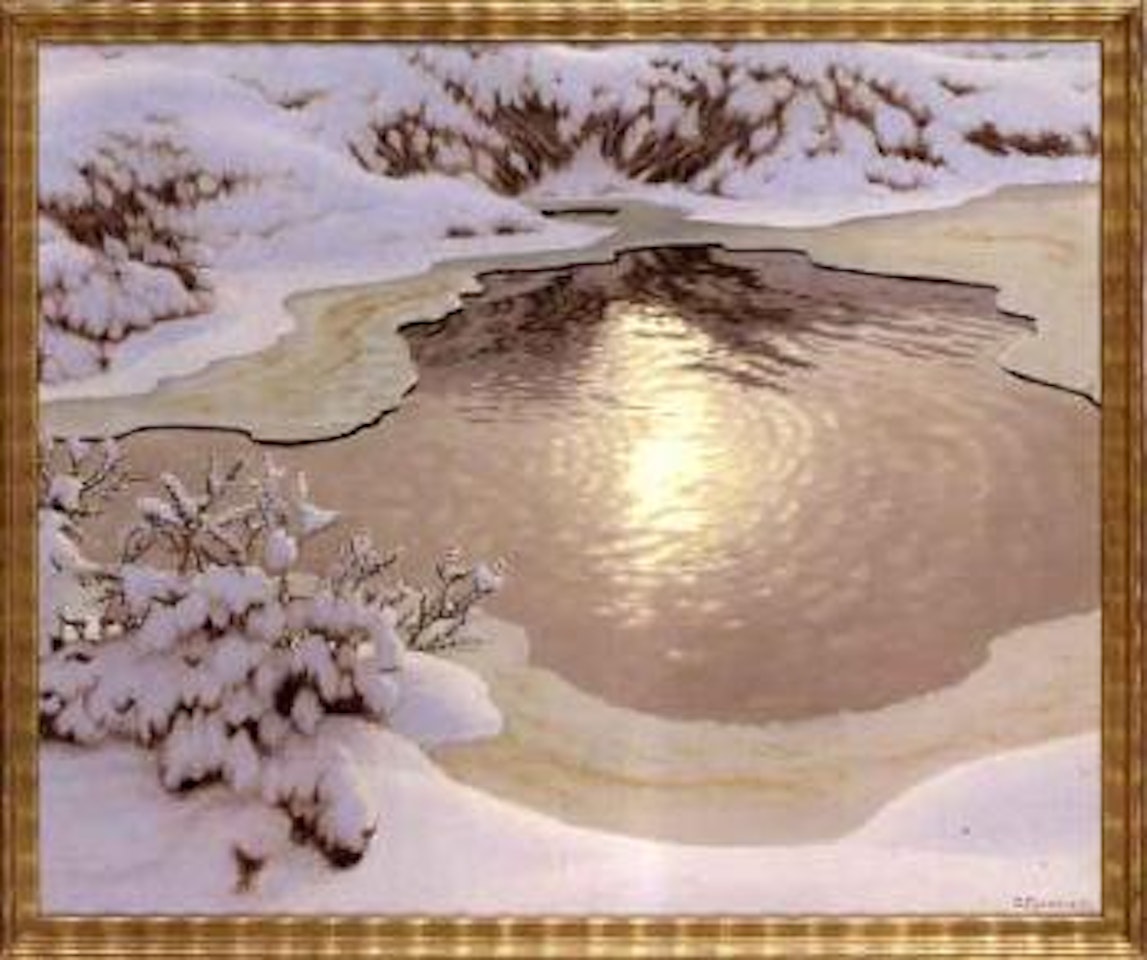 Sunny reflections late winter by Gustaf Fjaestad
