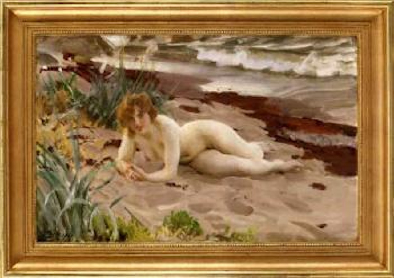 On the sand - female nude by Anders Zorn