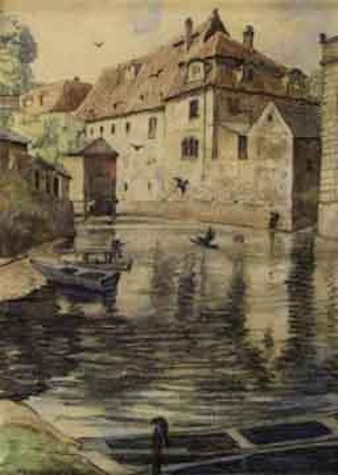 Man fishing by Mstislav Valerianovich Dobuzhinsky