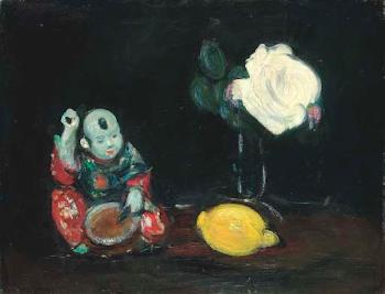 Drummer, rose and lemon by George Leslie Hunter