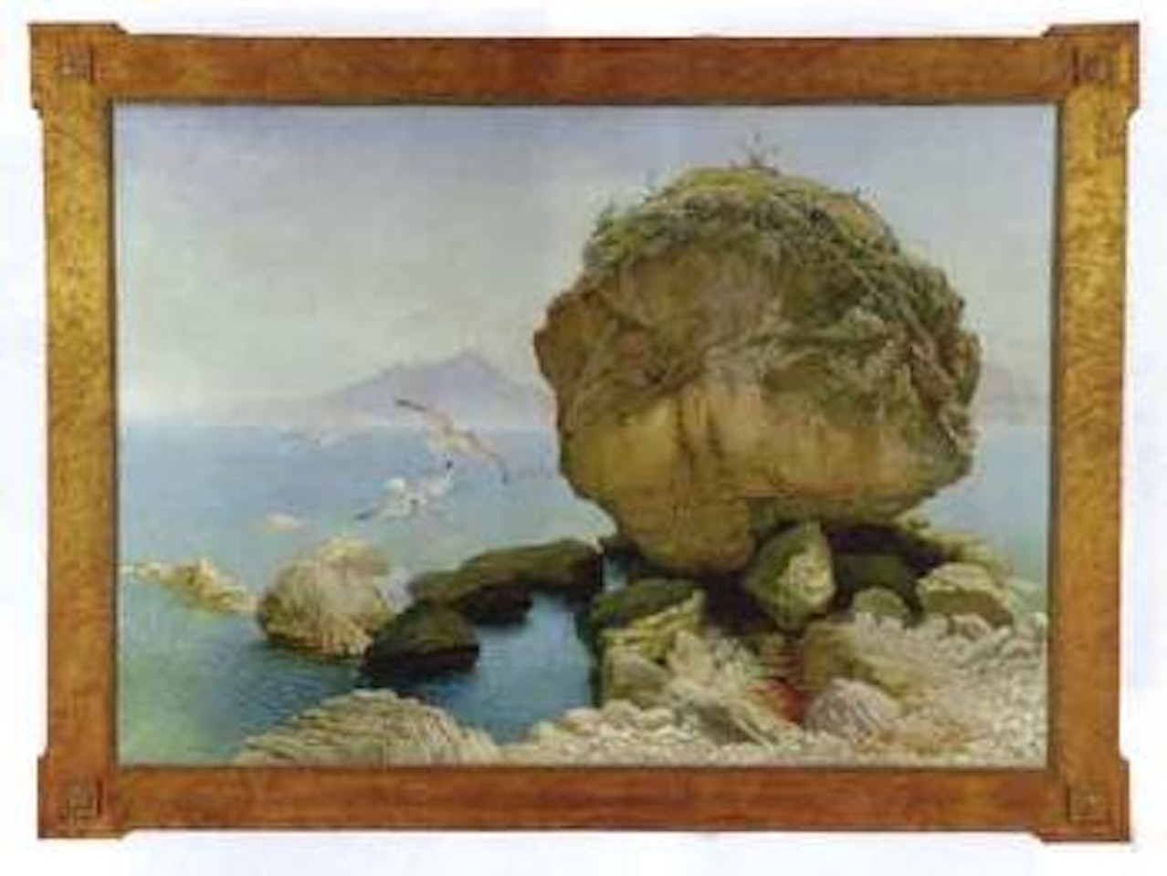 Bord de mer avec des mouettes by German School