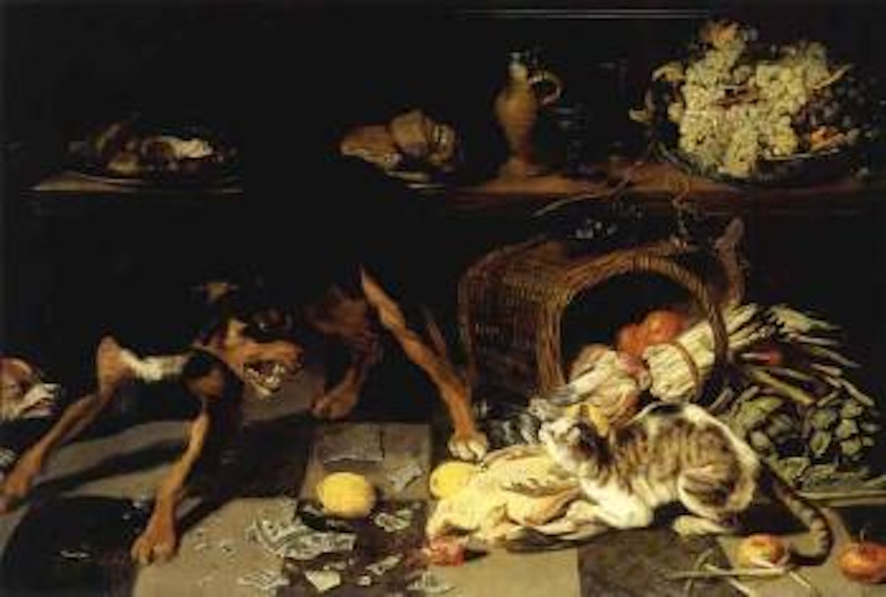 Chien et chat dans un interieur de cuisine by Paul de Vos
