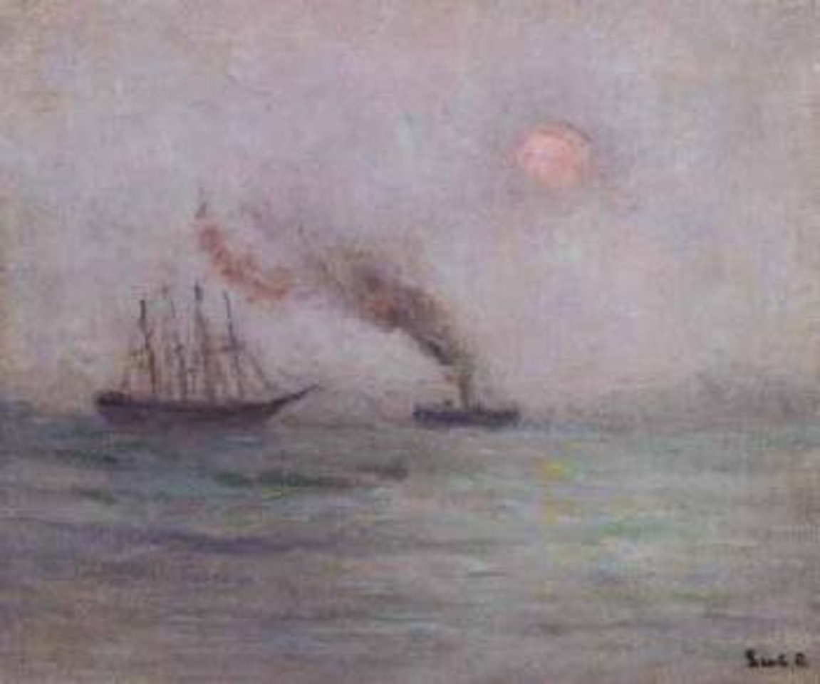 Remorqueur au soleil couchant by Maximilien Luce