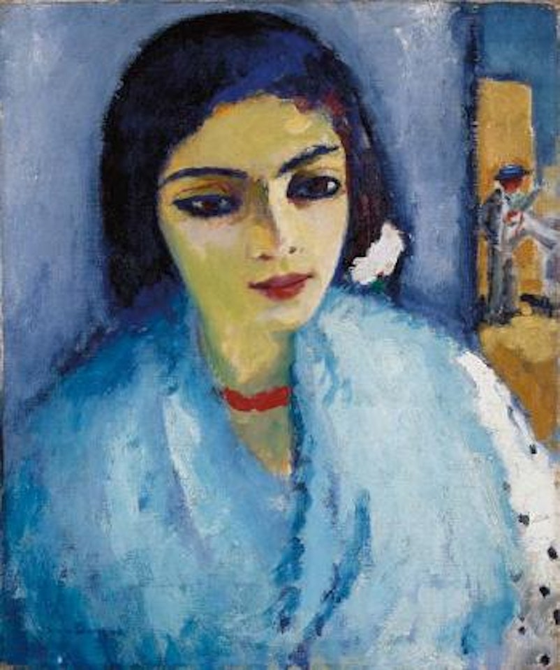 Femme en bleu au collier rouge by Kees van Dongen