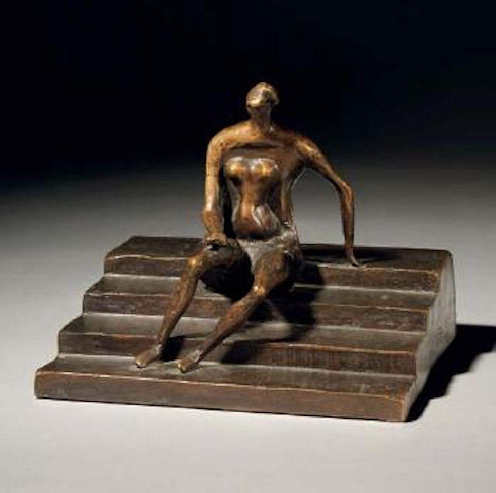Seated figure on square steps by Henry Moore