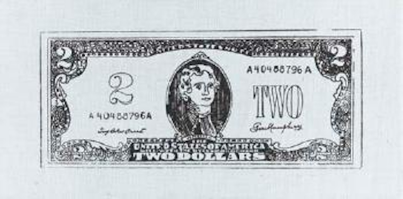 Two dollar bill, front by Andy Warhol