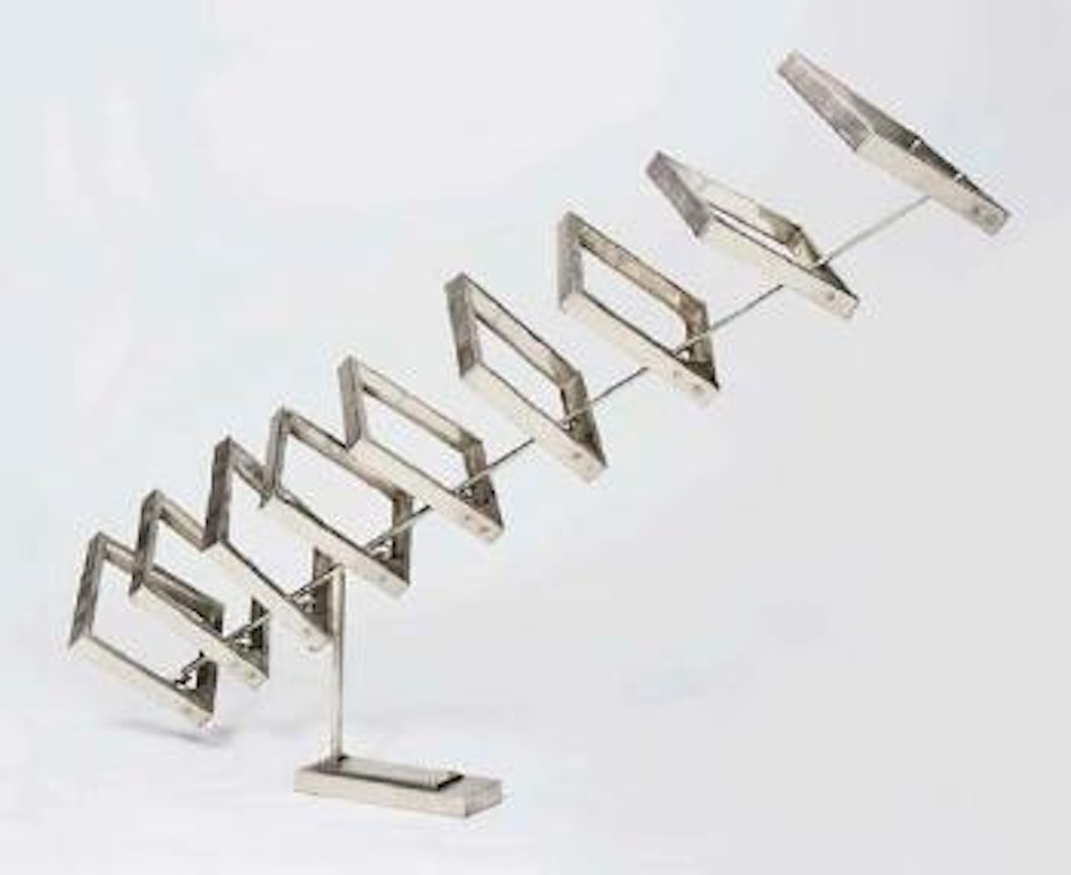 Oblique column of nine open squares by George Rickey