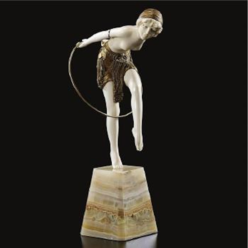 Young girl with a hoop by Demetre Chiparus