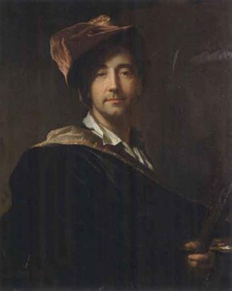 Autoportrait de l'artiste a la palette by Hyacinthe Rigaud