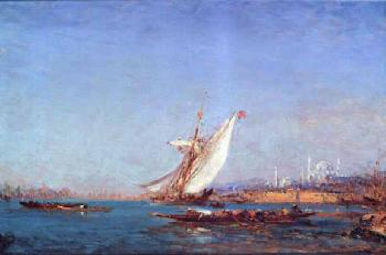 Voilier et regates sur le Bosphore by Félix Ziem