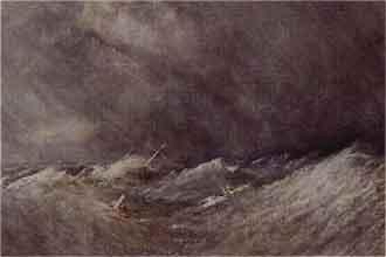 Ship wreck in stormy waters by Edward Duncan