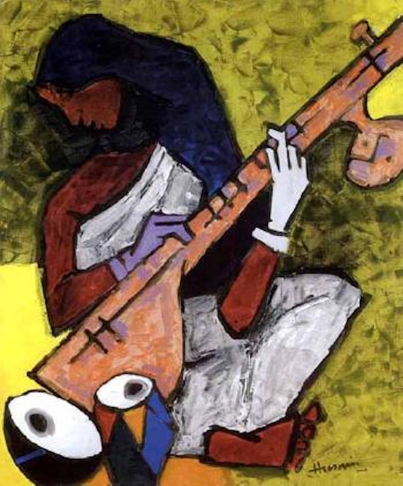 Sitar player by M.F. Husain