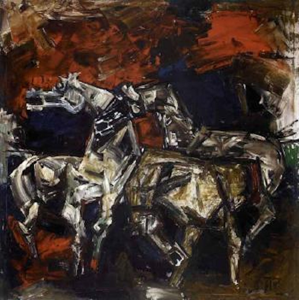 Three horses by M.F. Husain