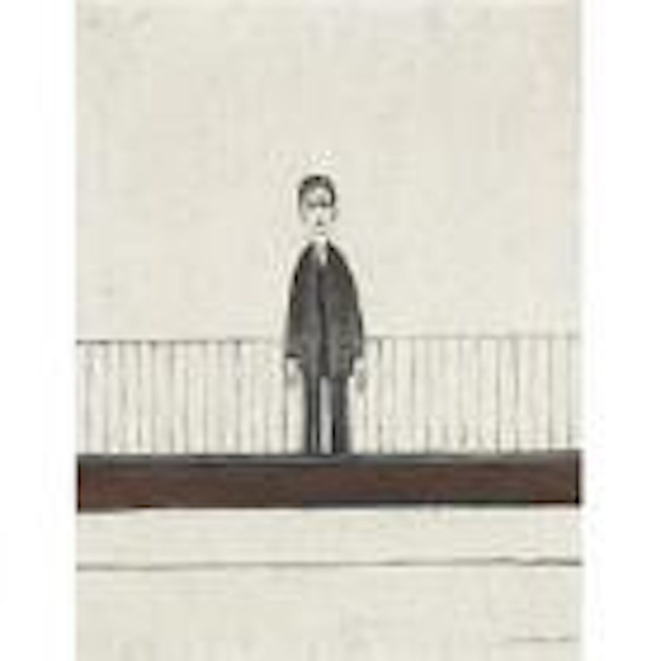 Man looking over fence by Laurence Stephen Lowry