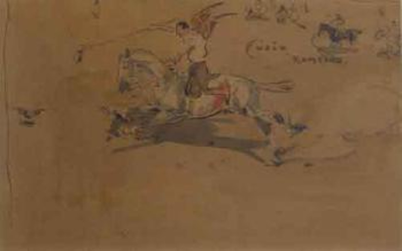 Cupid rampant, Duke de Frias playing polo, Tangiers by Joseph Crawhall