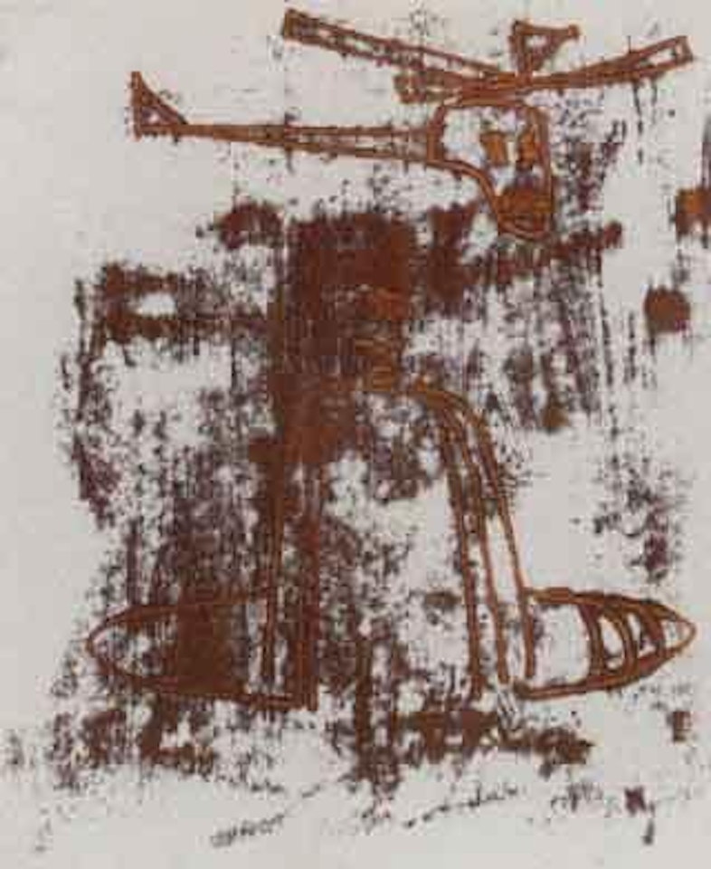 Helicopter. Man on a horse by Sidney Nolan