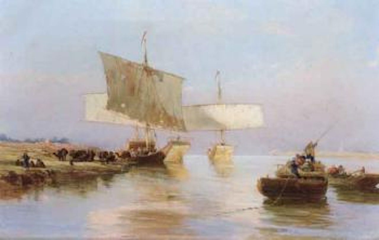 River boats on the Nile by Jean Baptiste Henri Durand-Brager