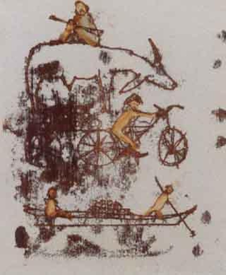 Chinese transport. Man on an ox by Sidney Nolan