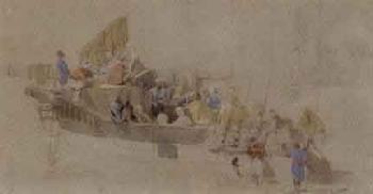 Study of Arabs on board a ship by Thomas Allom