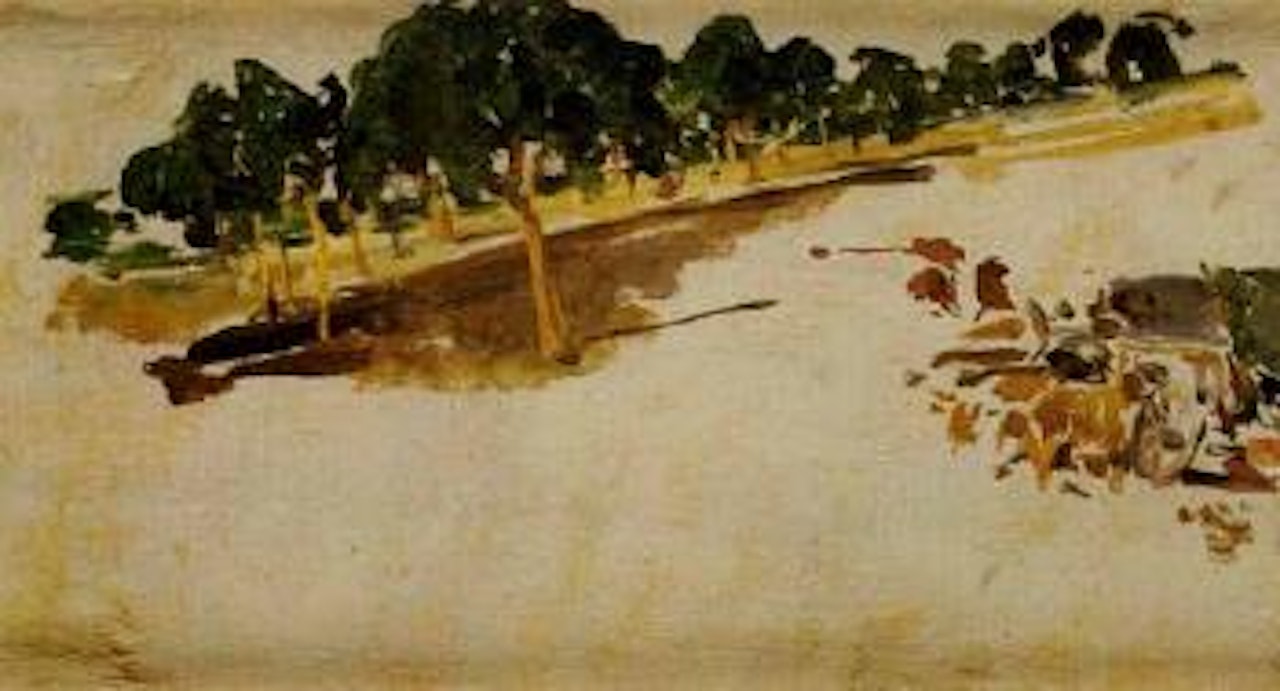 Cypress trees at dusk by Joaquin Sorolla Y Bastida