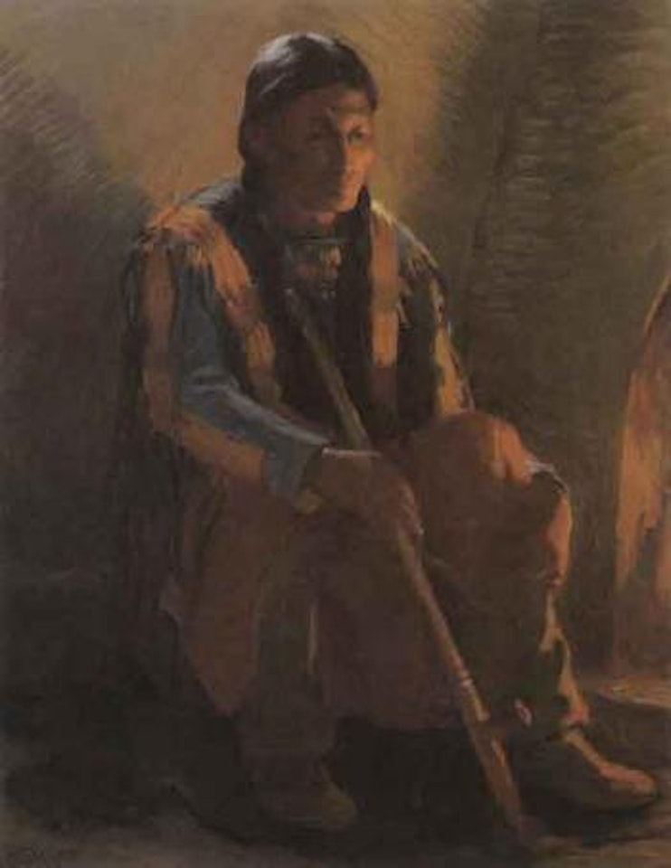 Hunting Son with pipe by Joseph Henry Sharp