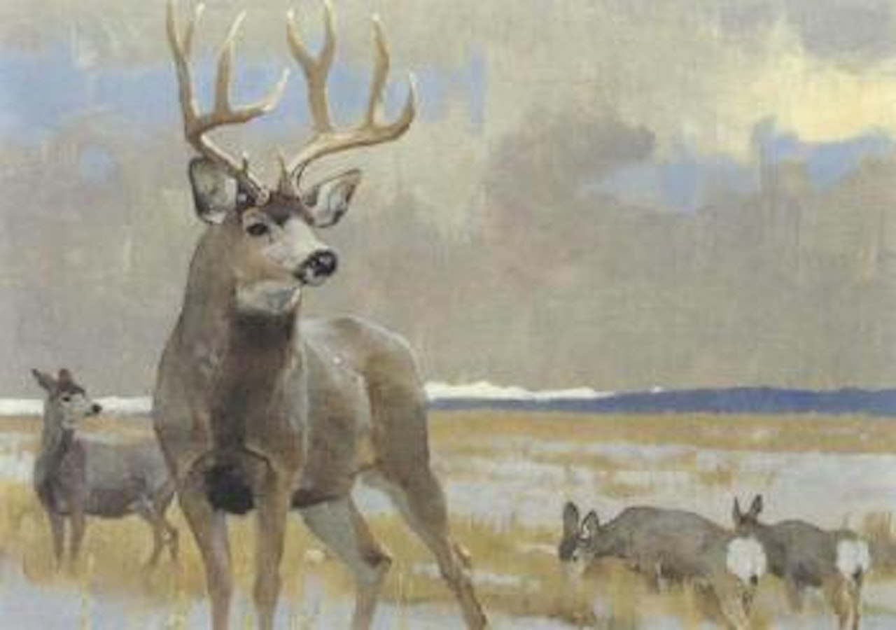Mulies on a grey day by Bob Kuhn