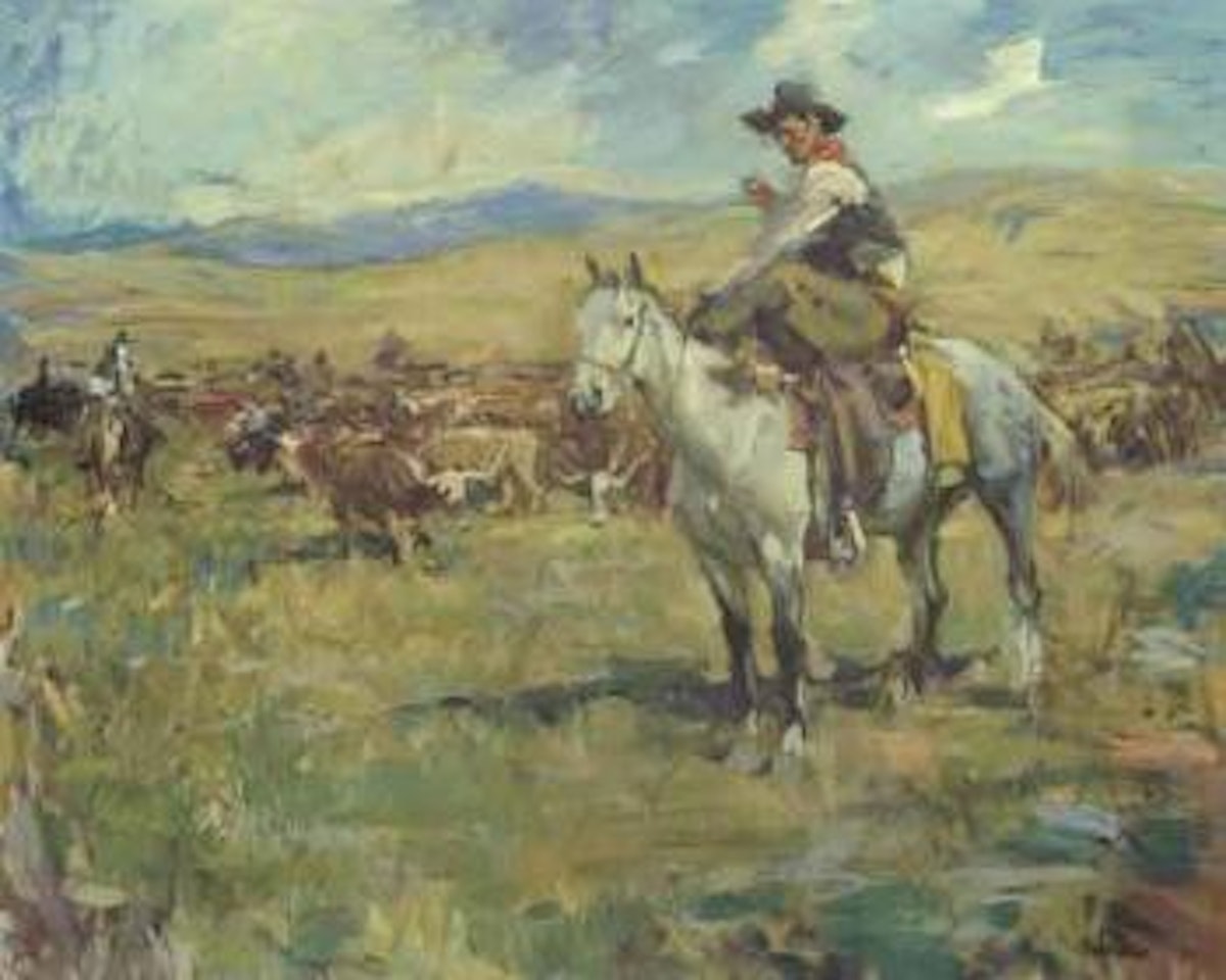 Self portrait on horseback by Frank B. Hoffman