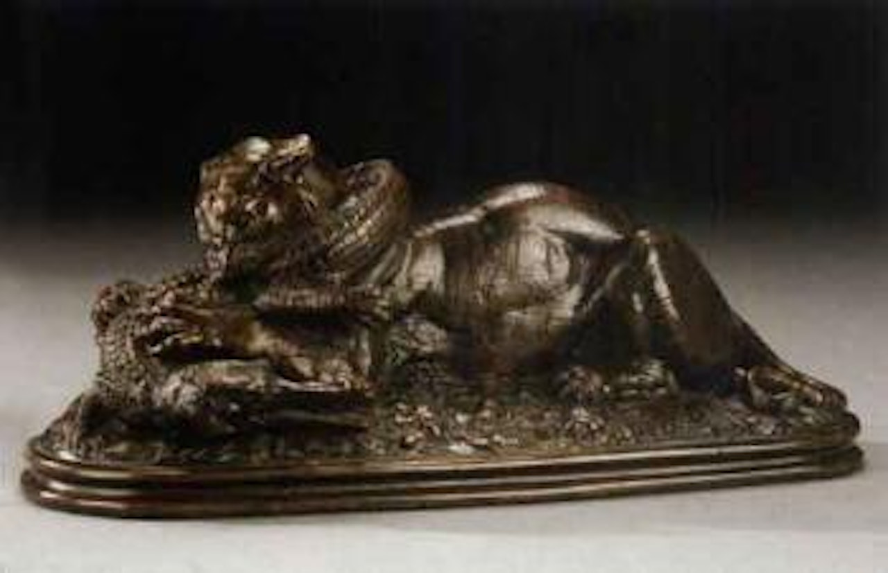 Tiger devouring a gavail by Antoine-Louis Barye