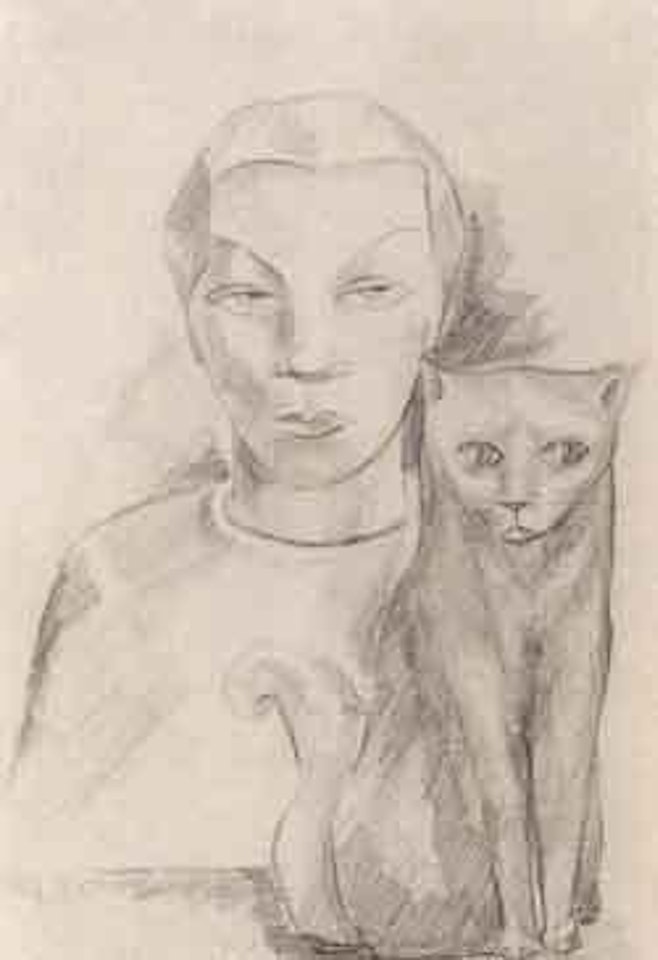 Portrait of a woman with a cat by Hannah Höch