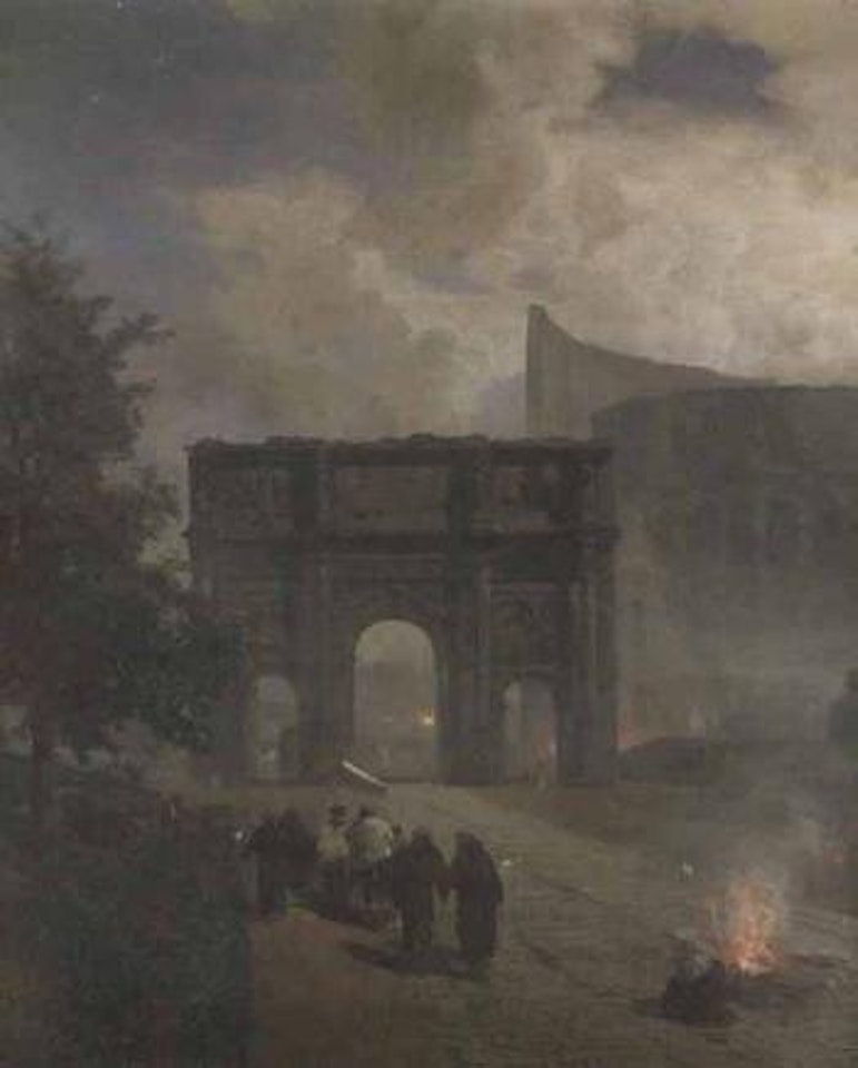 Street scene at night, Rome by Oswald Achenbach