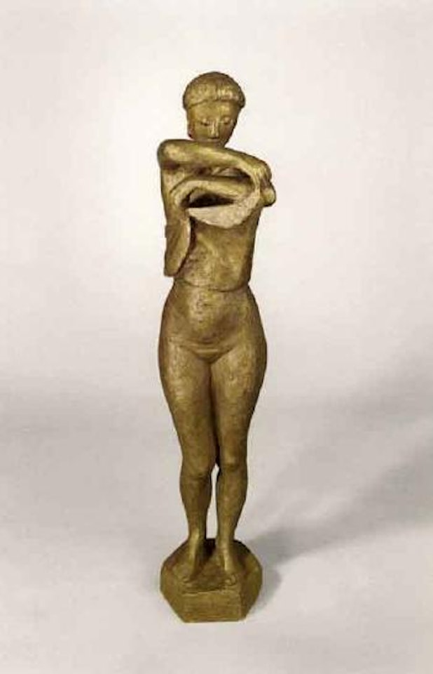 Female removing her blouse by Gerhard Marcks