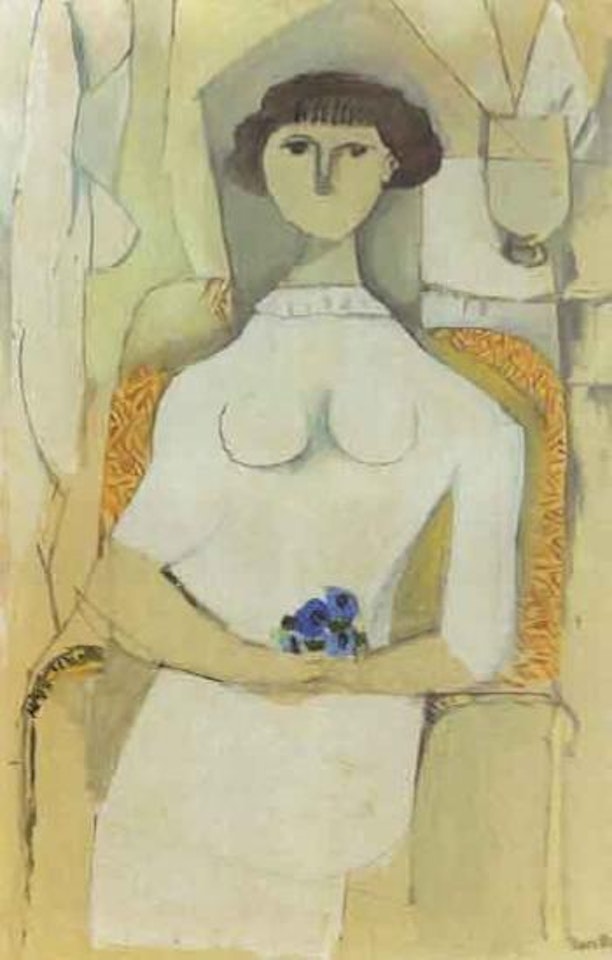 Femme assise avec bouquet by Francisco Bores