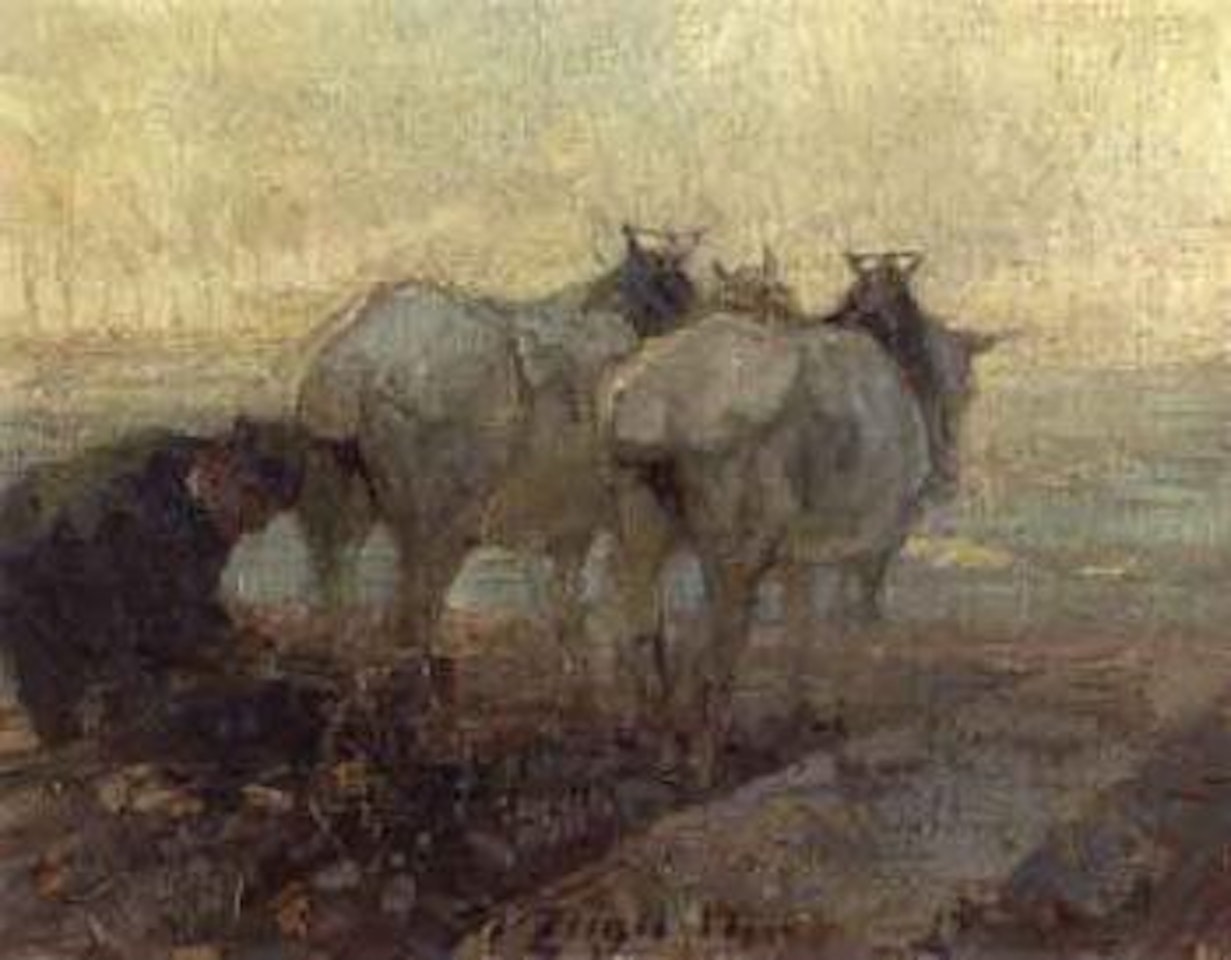 Farmer with two horses by Heinrich von Zugel