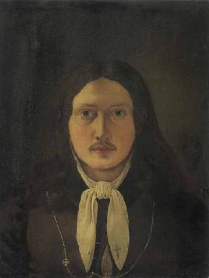 Self-portrait wearing a white scarf by Ditlev Conrad Blunck