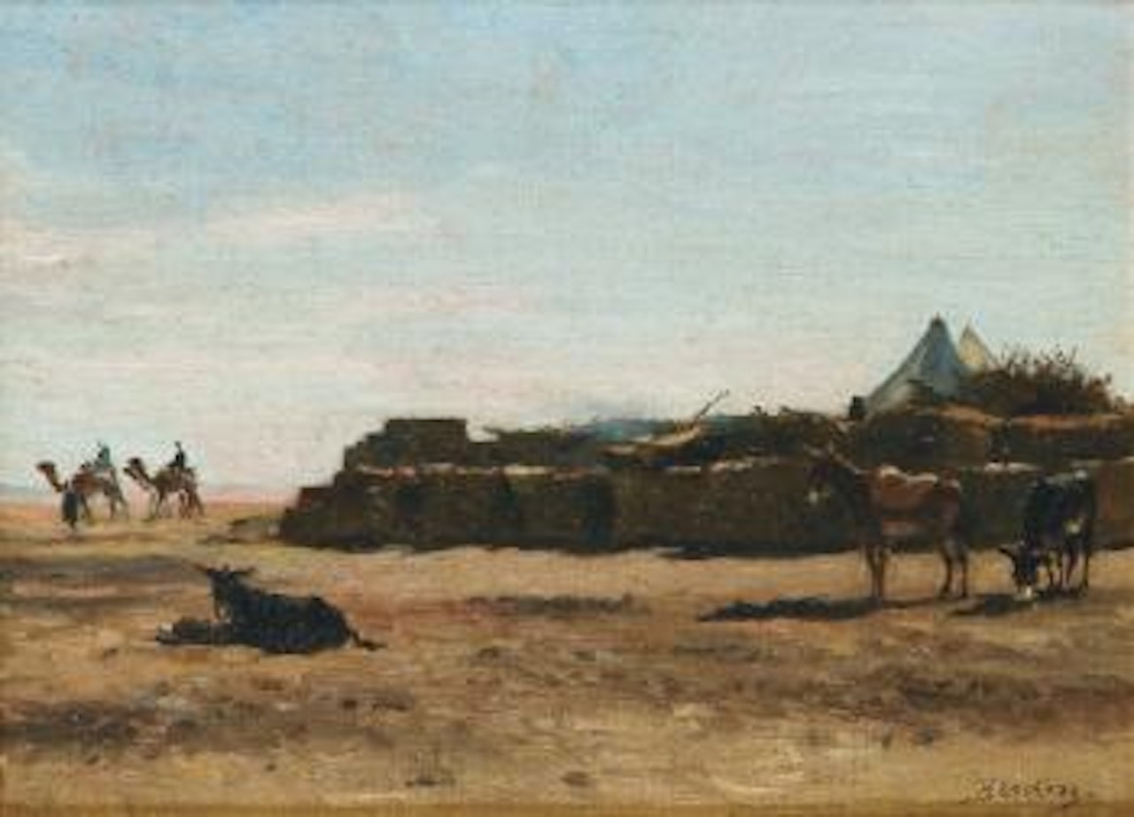 Le village a l'entree du desert by Narcisse Berchere