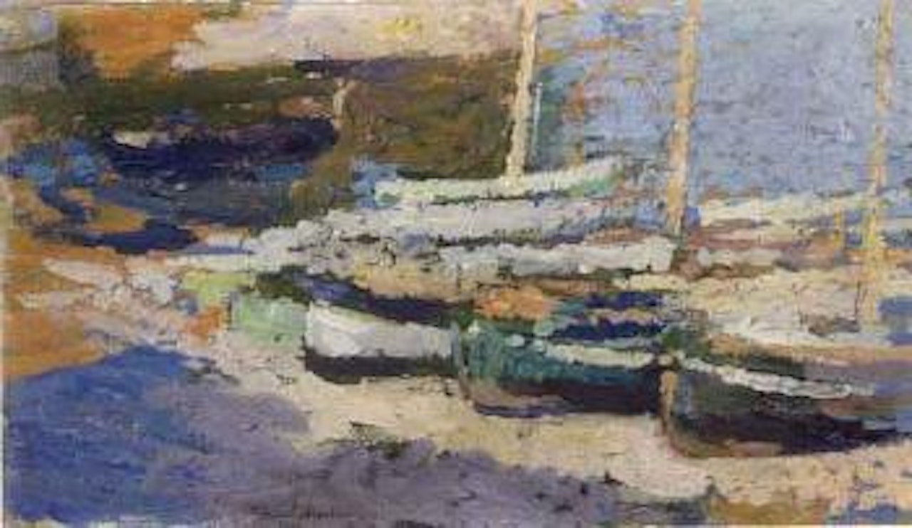 Barques sur la greve a Colioure by Henri Jean Guillaume Martin