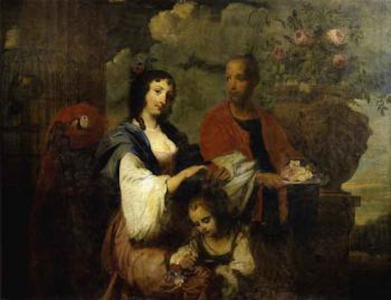 Jeune femme ornant les cheveux de sa fille de fleurs by Pier Francesco Cittadini