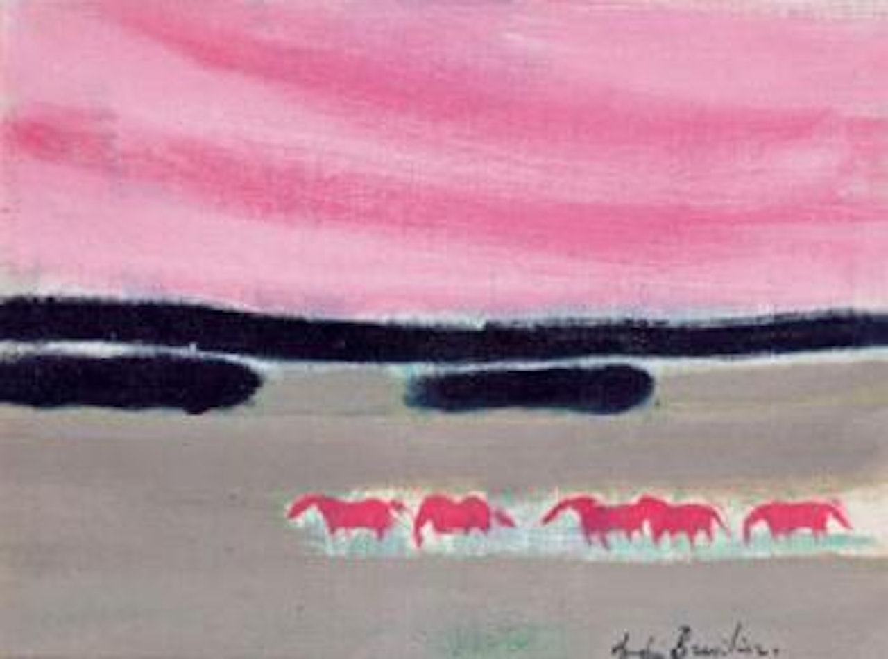 Chevaux au coucher de soleil by André Brasilier