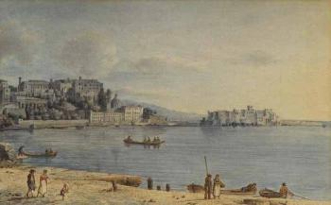 Vue de la baie de Naples avec le chateau de l'Oeuf by Victor Jean Nicolle
