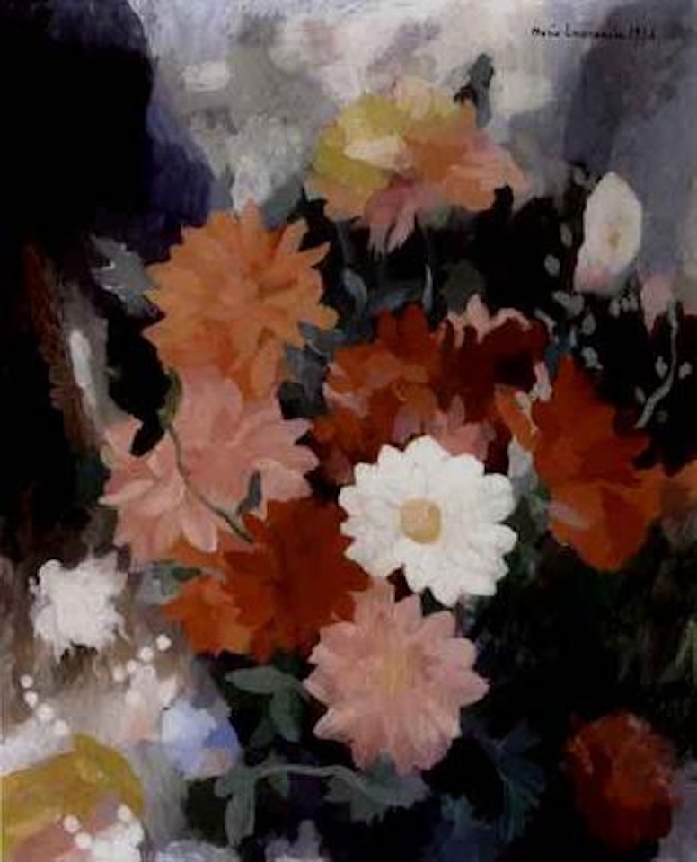 Profil au bouquet de fleurs by Marie Laurencin