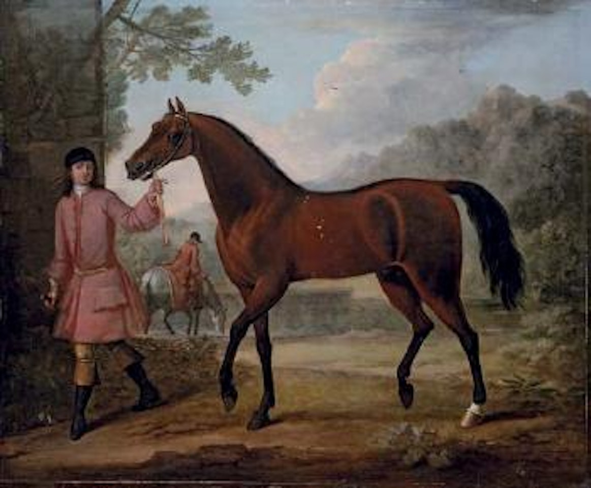 Leedes Arabian, being led by a groom in a landscape by John Wootton