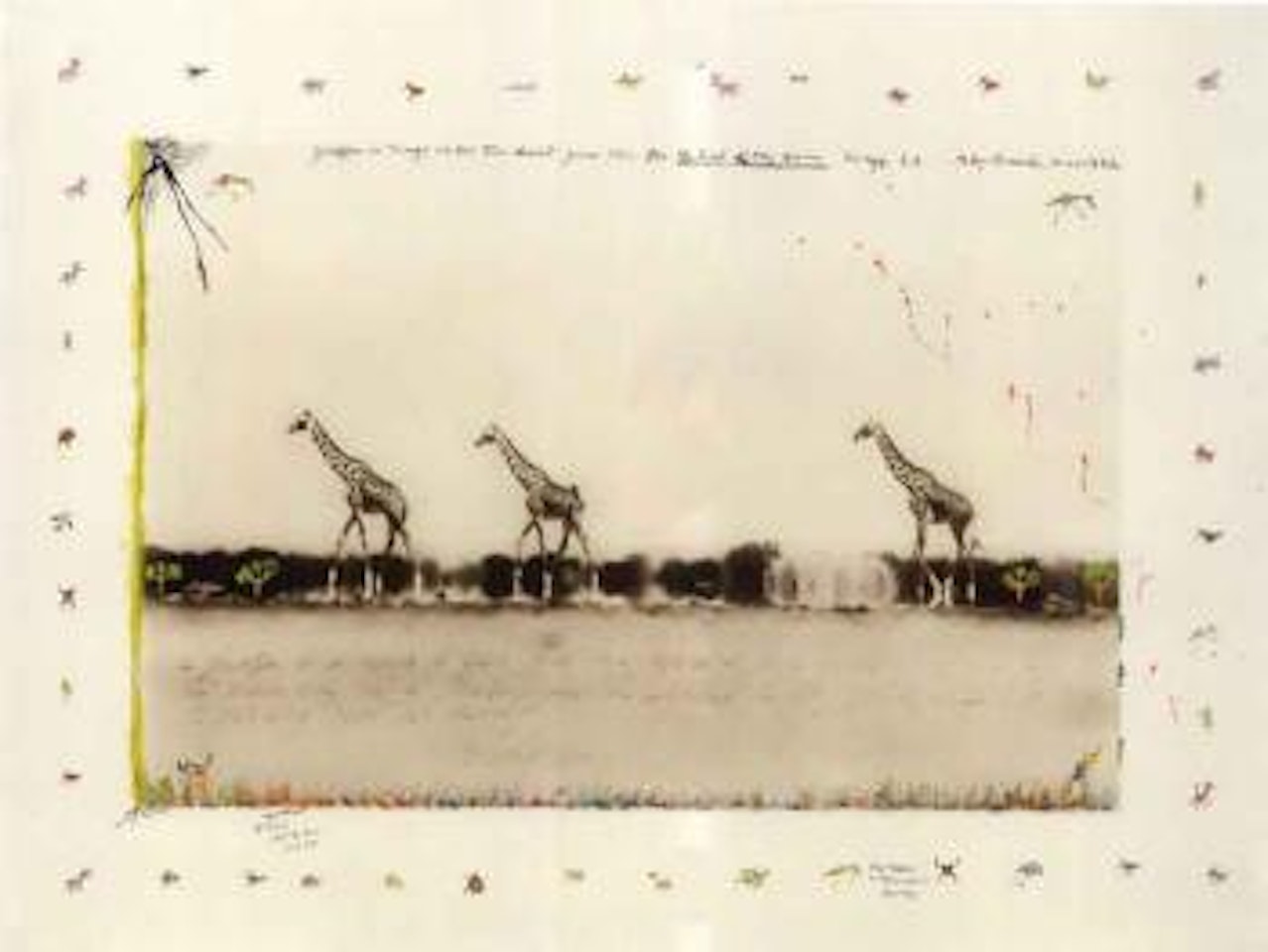 Giraffes in mirage on the Taru Desert, Kenya by Peter Beard