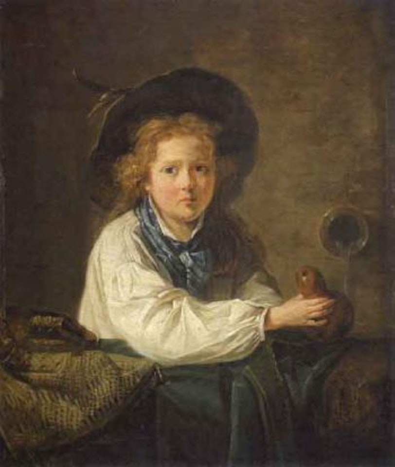 Portrait of blonde peasant boy by Jean-Baptiste Greuze