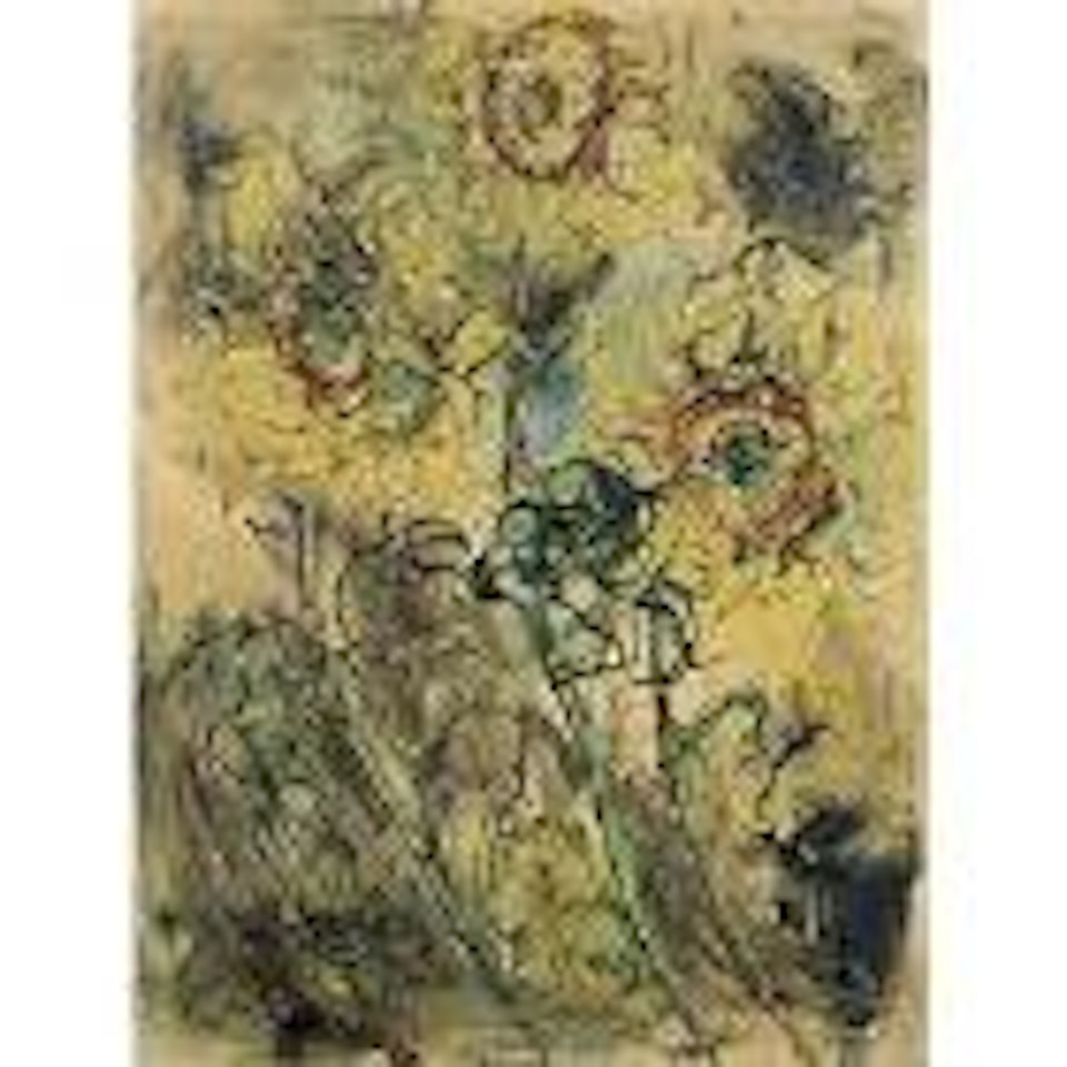 Sunflowers with self portrait by Affandi