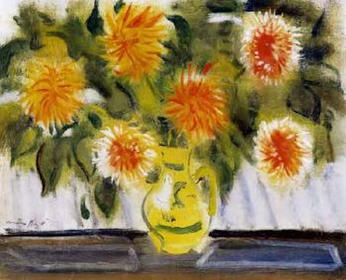Flower still life, dahlias by Ödön Marffy