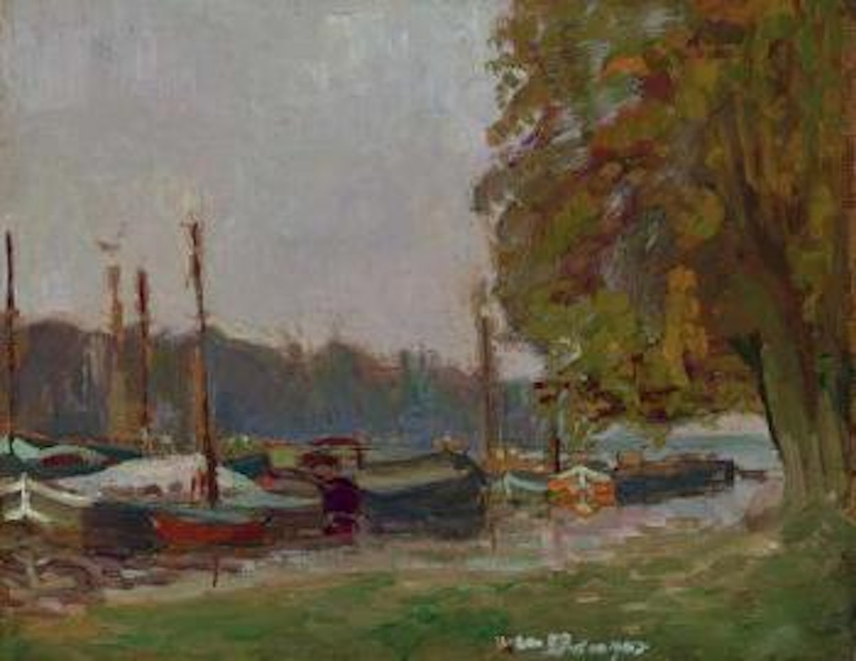 Péniches à quai by Kees van Dongen