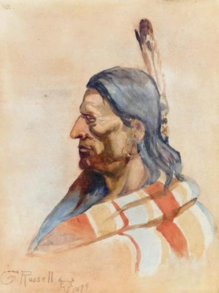Portrait of an Indian by Charles M Russell