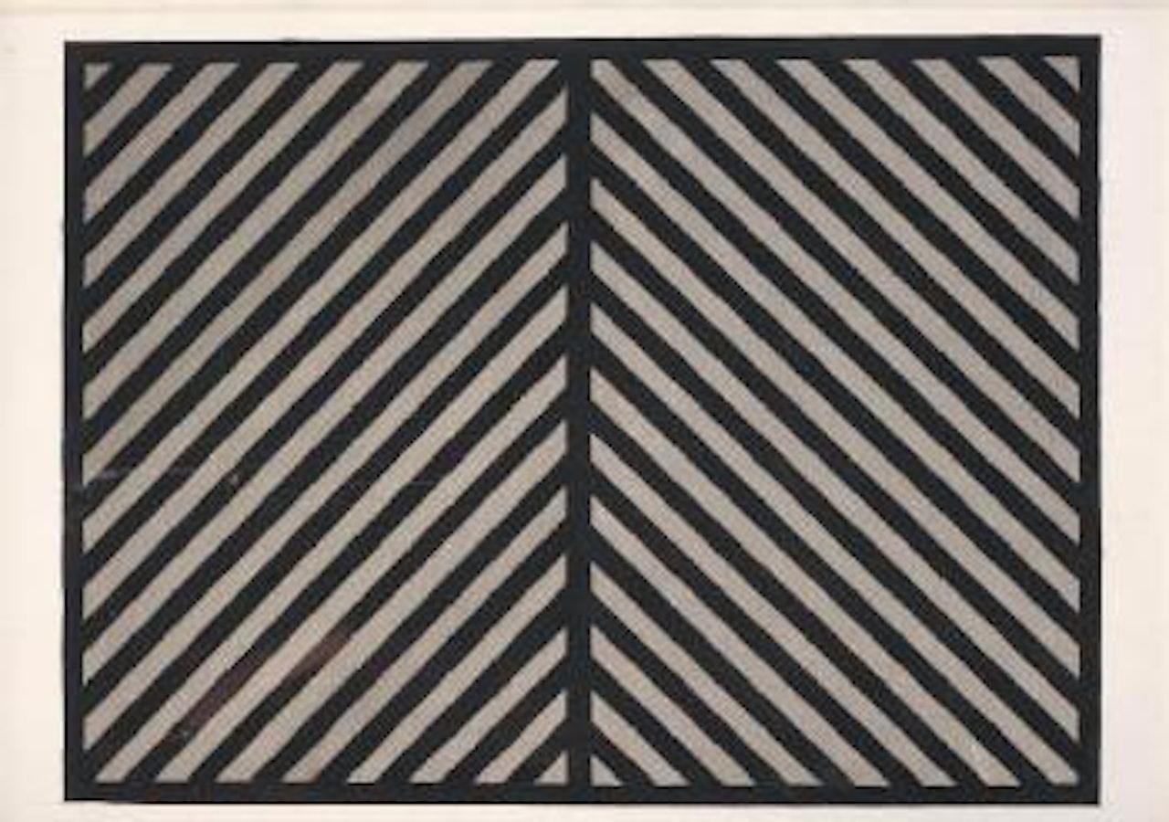 Black and Gray Diagonal Bands in Two Directions with a Black Border by Sol LeWitt