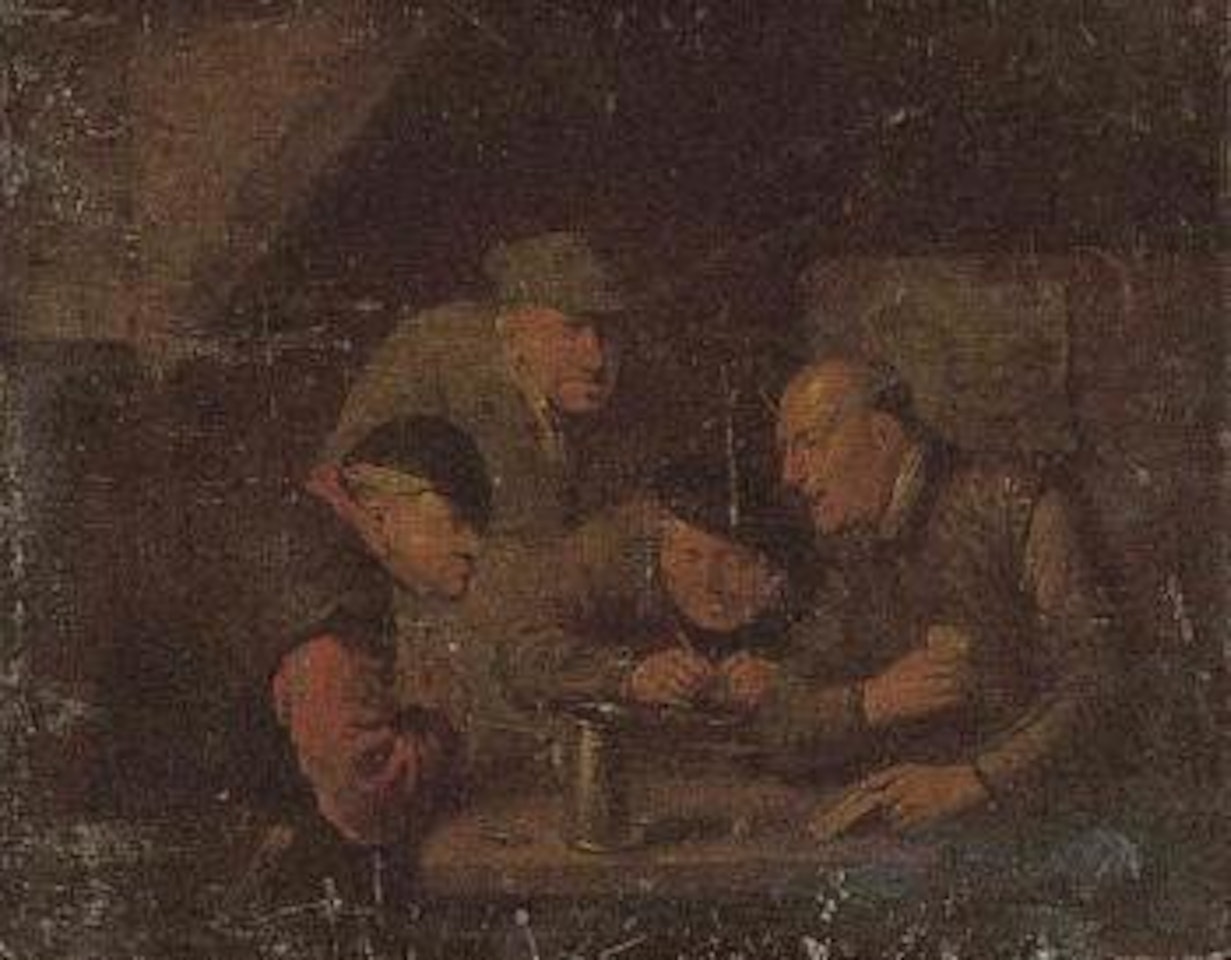 Card players in an interior by Egbert van Heemskerk III