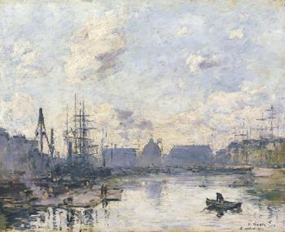 Le Havre, le bassin du commerce by Eugène Boudin